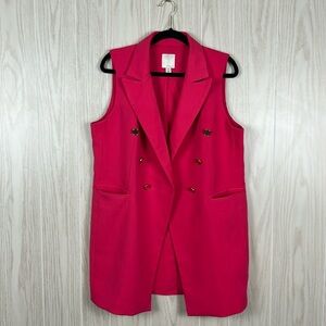 Joie Sleeveless Open Front Bright Hot Pink Revolve Longline Vest, L